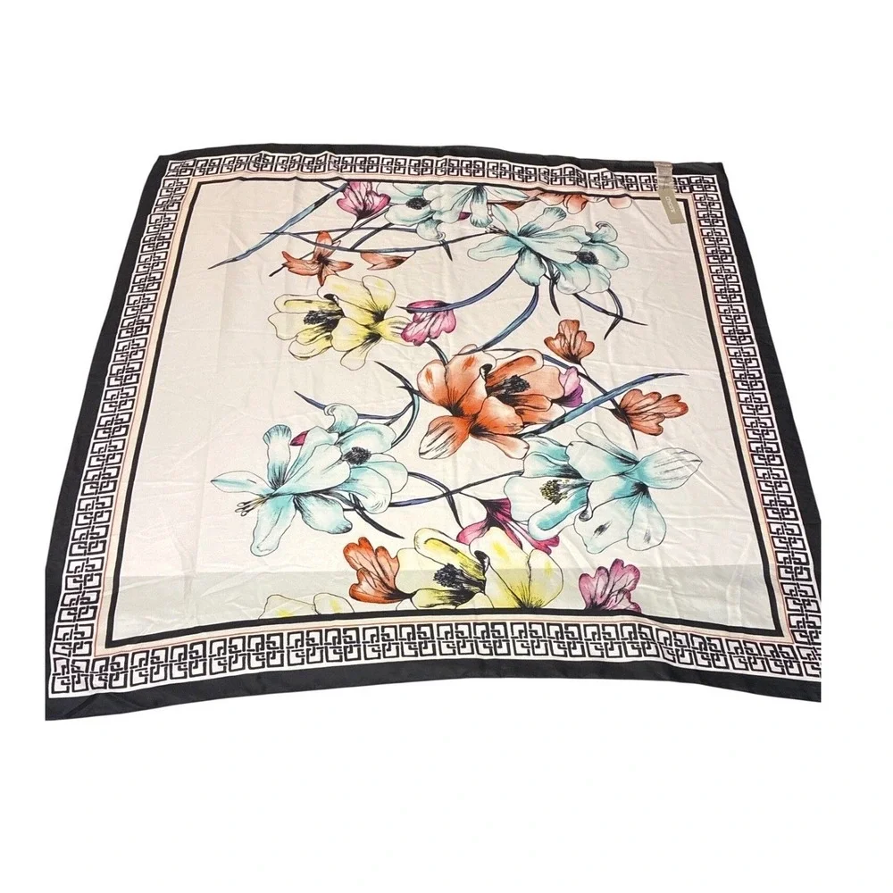 Chico's Scarf NEW‎ large square floral Resortwear vacation cruise quiet luxury